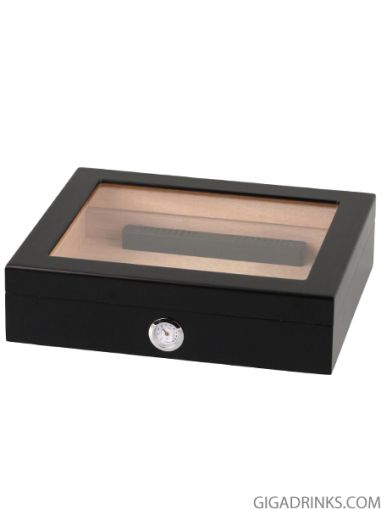 Humidor black matte glass window for 20 cigars