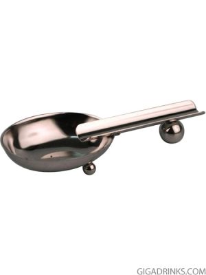 Cigar ashtray "Spoon" small chrome, 1 rest 16 cm long