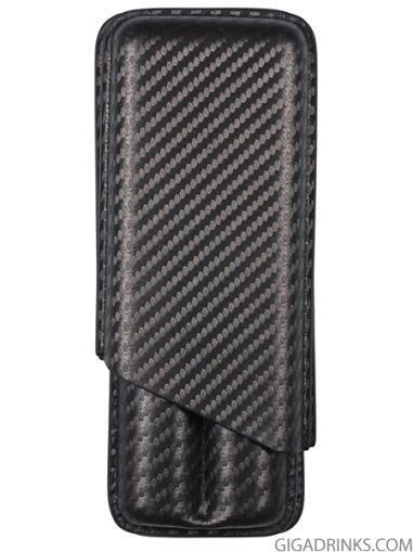 Leather case carbon for 2 cigars
