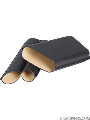 Leather case carbon for 2 cigars